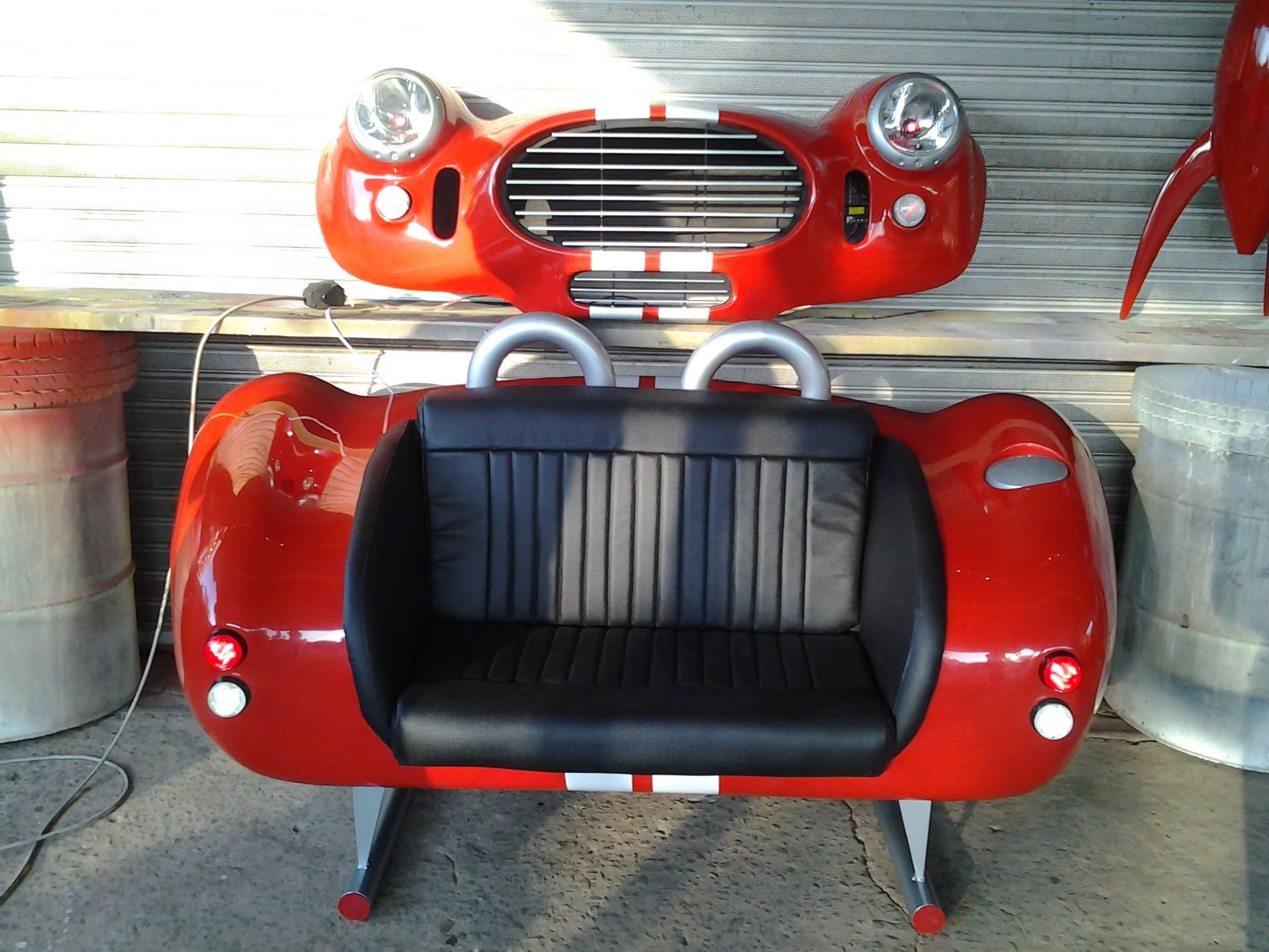 Red roadster style custom couch